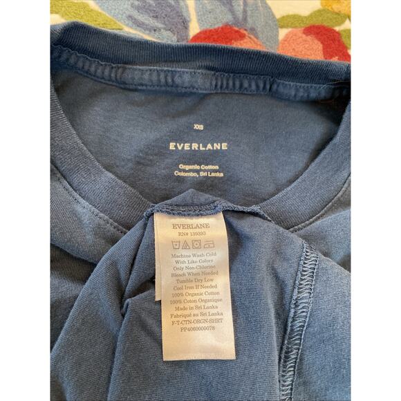 Everlane XXS 100% Organic Cotton Crop Boxy Tee Navy Blue Minimalist Basic - Picture 10 of 10